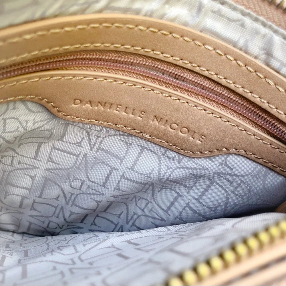 Danielle Nicole Tan Crossbody Bag, Faux Leather, 3 Zippered Compartments